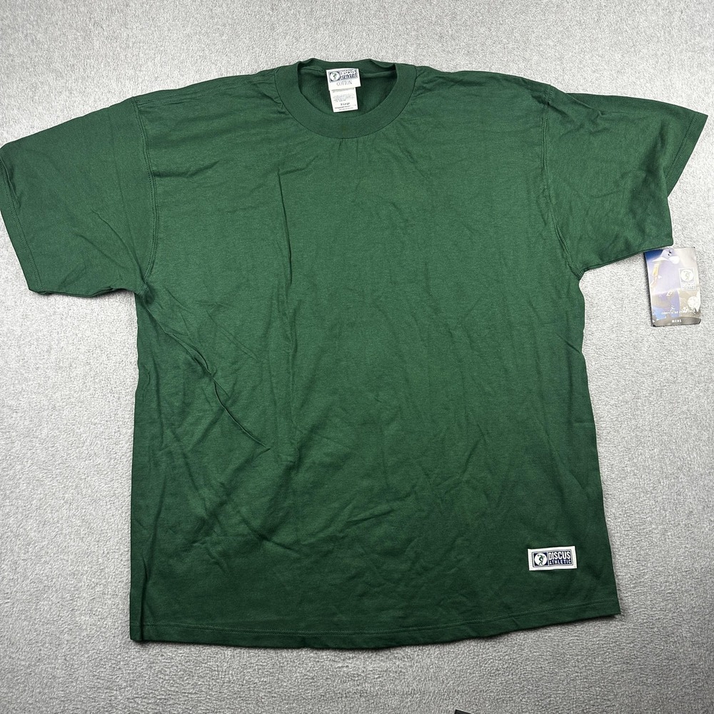 Vintage Discus Athletic Shirt Mens XL Green Cotton Crew Neck Blank Tee 90s